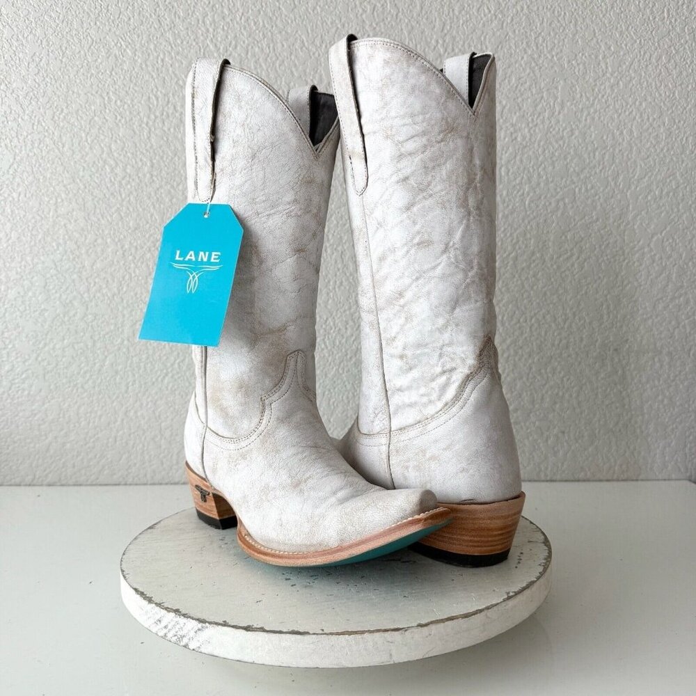 Lane Women's White Heeled Boots